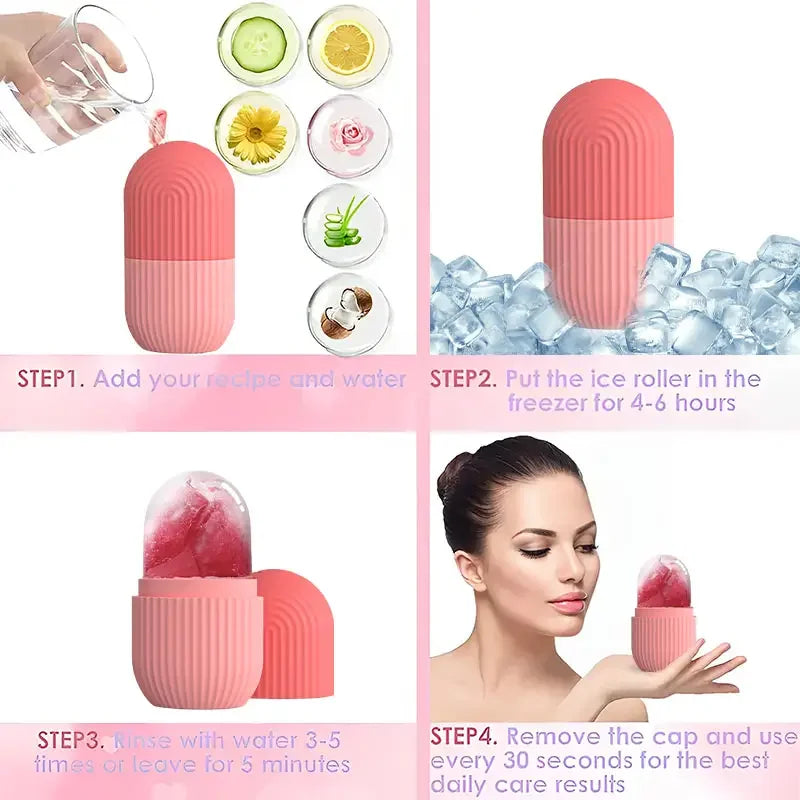 Facial Ice Cube Mold Silicone Freezing Beauty Swelling Face Massager Moisturizing Washable Oven Icing Mould Face Skin Care Tool