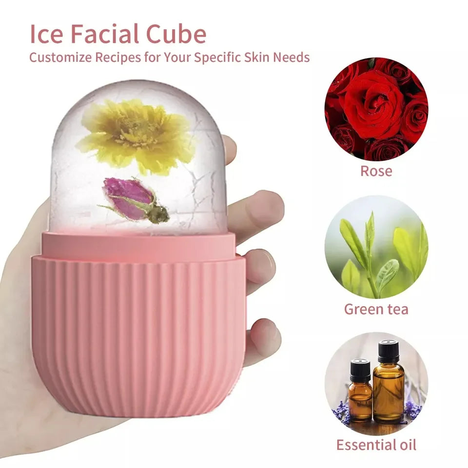Facial Ice Cube Mold Silicone Freezing Beauty Swelling Face Massager Moisturizing Washable Oven Icing Mould Face Skin Care Tool